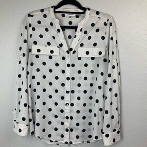 Calvin Klein White Polka Dot Blouse S